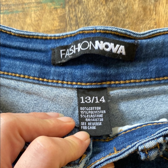 Fashion Nova Blue High-Waisted Jean Shorts - Picture 2 of 12
